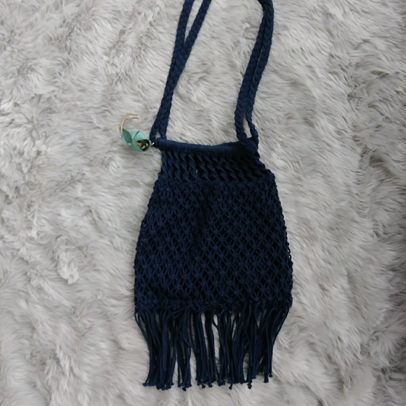 American Eagle Outfitters Handbags - Navy Blue Boho Crochet Bag